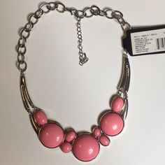 This Pink, Salmon Colored Necklaces Can Really Bring A Pop To Your Outfit. Silver Chain, Cute Pinky Circles Great For Tiktok Videos About Millennials In Statement Necklaces As Well Lol. 2010’s Statement Necklaces, For Tiktok Videos, 2000s Jewelry, Frat Party, Street Jewelry, Frat Parties, Oxford Street, Salmon Color, Colourful Necklace