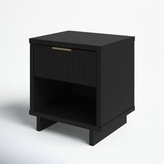 a small black cabinet with one drawer open