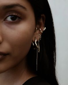 Bruce Chain Stud Earrings - F+H Studios Earring Inspo Silver, Masculine Earrings, Silver And Gold Earrings, F H, Chunky Earrings, Jewelry Lookbook, Everyday Earrings, Metal Earrings, Chain Earrings