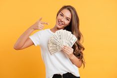 Holding Money, Need A Loan, Pointing Fingers, Long Blond, Close Up Portraits, Woman Standing, Long Blonde Hair