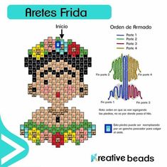 the diagram shows how to make an origami frida with different colors and shapes