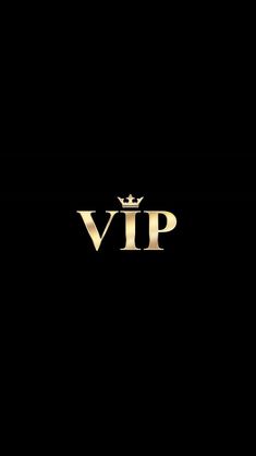 the word,'vip'is written in gold on a black background