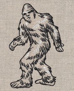 an embroidered image of a bigfoot