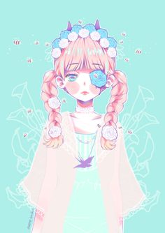 Ayame Shiroi Pastel Goth Anime, Supernatural Art, Kawaii Chibi