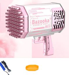 a pink blow dryer sitting on top of a table