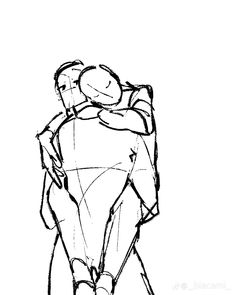 a drawing of two people hugging each other