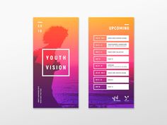 two vertical banners with the words youth vision and an image of a woman in silhouette