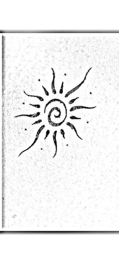 a black and white drawing of a sun