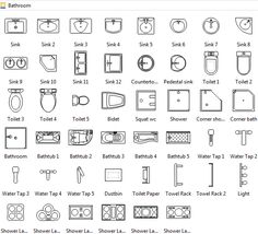 the diagram shows different types of bathroom fixtures