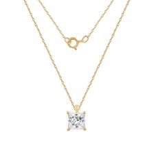 Crafted from real 14K solid gold, our dainty gold necklace is tarnish free and 100% hypoallergenic—nickel free, lead free, and safe for even the most sensitive skin. It can be worn in the shower and will endure for years to come. Princess Cut Gold, Solitaire Necklace, Solitaire Pendant Necklace, Solid Gold Earrings, Classic Necklace, Cubic Zirconia Jewelry, Dainty Gold Necklace, Halo Pendant, Solitaire Necklaces