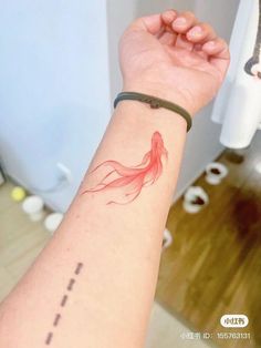 Delicate Red Tattoo, Blue And Red Tattoo, Red Color Tattoo, All Red Tattoo, Red Tattoos Ideas, Red Tattoo Sleeve, Korean Inspired Tattoos, Red Sleeve Tattoo, Red Tattoos For Women