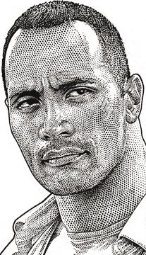 a drawing of a man's face with the words, wayne the rock johnson making it