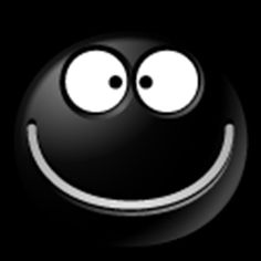 a black and white smiley face with two eyes