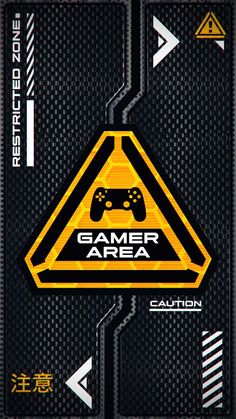 the back side of a video game controller sticker on a black and yellow background