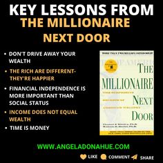 a book cover with the title key lessons from the millionaire next door on it