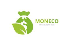 the logo for an organic product with leaves and a bag of money on it's side