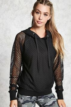 FOREVER 21 Active Sheer Mesh Hoodie Mesh Hoodie, Steve Austin, Lorna Jane, Athleisure Wear, Active Hoodie, Inspiration Board, Active Wear For Women