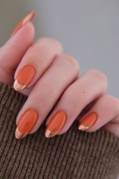 Birthday Glam, Kutek Disney, Orange Nail, Simple Fall Nails, French Tip Nail Designs, October Nails, Nagel Tips, Smink Inspiration