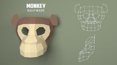 an animal mask made out of paper with the shape of a monkey's head