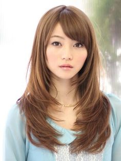 Med Haircuts, Haircuts For Long Hair With Bangs, Layered Haircuts With Bangs, Japanese Hairstyle, Girl Haircuts, Long Layered Hair, Haircuts For Long Hair