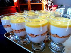 there are many desserts on the tray ready to be served in the restaurant or bar