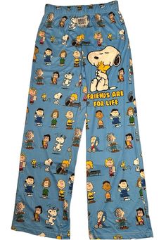 Brief Insanity Peanuts Snoopy Friends are For Life Pajama Lounge Pants Size M Cotton Bottoms With Character Print For Pajama Party, Casual Character Print Loungewear Bottoms, Casual Loungewear Bottoms With Character Print, Cotton Lounge Pants With Character Print, Cotton Loungewear Bottoms With Character Print, Casual Sleepwear With Character Print, Casual Sleepwear With Letter Print Long Pants, Silly Pajamas, Cartoon Pjs