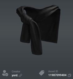 an image of a black scarf on a cell phone screen with the caption's name below it