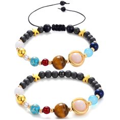 PRICES MAY VARY. 2Pcs Bracelets in One Package: 1 Stretch Bracelet + 1 Braid Bracelet. Length: 18-28cm / 7"-11" (Adjustable) The Solar System Bracelet Attracts Positive Energy from the Whole Universe Synthetic Stone Material: Amethyst, Lapis Lazuli, Red Agate, Amber, Tiger Eye, Yellow King Stone; Colorful Beads Correspond to Different Planet Gender: Unisex, Women and Men. Great Gift for Wedding, Anniversary, Valentine's Day, Christmas, Mother's Day, etc The Bracelet Comes with a luxury velvet Gi Astronomy Galaxy, 1 Braid, Astronomy Jewelry, Nine Planets, Solar System Bracelet, Bumble Bee Jasper, Sterling Silver Jewelry Handmade, Bracelet Gemstone, Jasper Pendant