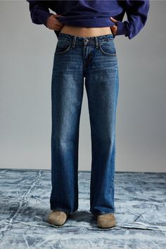 Levi’s® Low Loose Jean | Urban Outfitters Levis Low Loose Jeans, Levi's Relaxed Fit Dark Wash Flare Jeans, Levi's Wide Leg Jeans For Everyday Wear, Levi's Relaxed Fit Wide Leg Flare Jeans, Jeans Inspo Style, Wide Cuff Jeans Outfit, Loose Bootcut Jeans, Cropped Jeans Outfit, Jeans Aesthetic