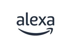 an amazon logo with the word alexa on it's left side and blue letters above