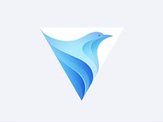 a blue bird logo is shown on a white background with the letter v in it's center