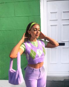 Green And Purple Outfit, Purple Fashion Outfit, Color Combos Outfit, Soft Girl Outfits, Pastel Outfit, Pastel Fashion, Purple Outfits, 2000s Fashion Outfits, Purple Fashion