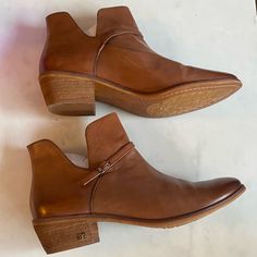 Cognac Leather Booties, New In Box Sam Edelman Shoes, Leather Booties, Sam Edelman, Cognac, Bootie Boots, Ankle Boots, Women Shoes, Boots, Leather