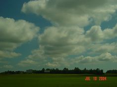 the sky is full of clouds and there are trees in the distance with a sign that reads, dogs to jail