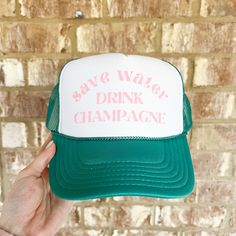 one size fits most | adult trucker hat Bach Party Trucker Hats, Save Water Drink Champagne, Save Water Drink Wine, Amethyst Wedding Rings, Fav Products, Save Water Drink, Amethyst Wedding, Face Patches, Water Drink