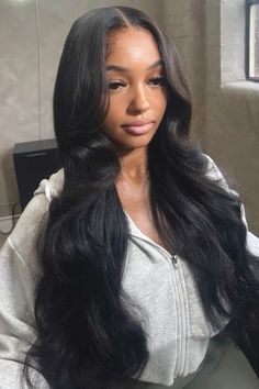 🎀 Middle Part With Loose Curls, Loose Wave Black Women, Wavy Middle Part Wig, Soft Curls For Long Hair Black Women, Side Part See In Leave Out With Curls, Big Body Curls Black Women, Middle Part Wig Curls, Black Women Middle Part Hairstyles, Low Curls Long Hair