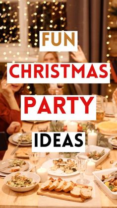 Christmas Friendsgiving Ideas, Xmas Dinner Party Ideas, Womens Holiday Party Ideas, Food Themes For Christmas Parties, Throwing A Christmas Party, Christmas Night Ideas Friends, Christmas Lunch Party Ideas, Daytime Christmas Party, Fondue Christmas Party