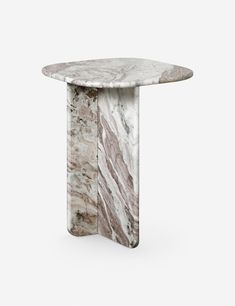 a marbled table with an oval shaped base on the top and two vertical columns at the bottom