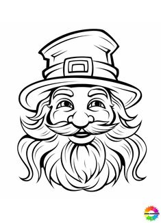 a black and white drawing of a lepreite with a hat on it's head