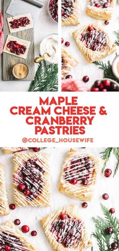 the cover of maple cream cheese and cranberry pastries