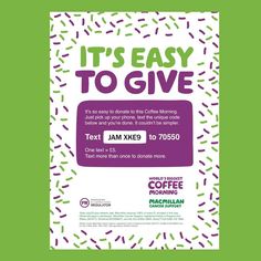 the poster for it's easy to give is shown in purple and green sprinkles