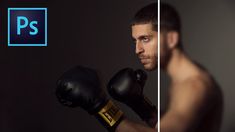 a man wearing boxing gloves and posing for the camera