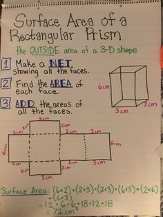 a piece of paper that has been drawn on it with the words surface area of a rectangular prism