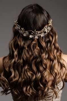 Elizabeth Bridal Hair Vine Wedding Hair Vines Brides by Emilia Milan Bride Hair Vine, Floral Hair Vine, Fantasy Hair, Bridal Hair Vine, The Blessing, Hair Vine, Prisms, Long Curly Hair, Floral Hair