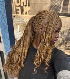 Blonde French Curl Braids, Hair Theory, Extension Hairstyles, 3 Braids, Brown Braids, French Curl Braids, Curl Braids, Curly Braids, Blonde Box Braids