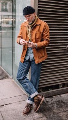 Workwear Outfit Men, Mens Fall Outfit, Bandana Men, Stylish Men Wear, Men's Street Style, Denim Inspiration, Street Fashion Men Streetwear