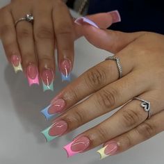 Nail Vibes, Spring Acrylic Nails, Edgy Nails, Girly Acrylic Nails, Summery Nails, French Tip Acrylic Nails, Cute Acrylic Nail Designs, Acrylic Nails Coffin Short, Summer Acrylic Nails