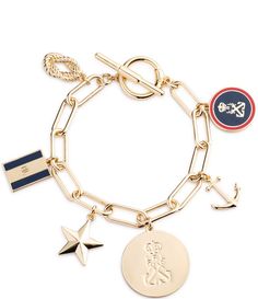 From Lauren Ralph Lauren&#x2C; this charm bracelet features:Line braceletGold-tone hardwareToggle closureApprox. 7.25" length Imported. Map Marker, Ralph Lauren Style, Dillard's, Lauren Ralph Lauren, Gold Bracelet, Jewelry Bracelets, Gold Tones, Jewelry Accessories, Charm Bracelet