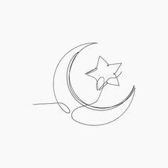 a drawing of a crescent and star on a white background