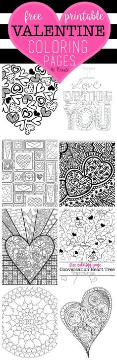 valentine's day coloring pages for adults and children with the words free printable